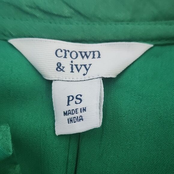5/$55 Crown & Ivy NWT Holiday Blouse In Lamar Green, High Neck, S - Picture 5 of 8